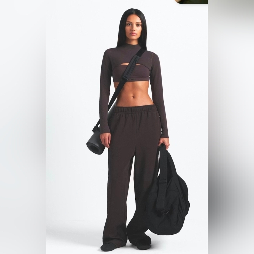 NikeSkims Matte Tricot Side Snap Pant - Dark Roast